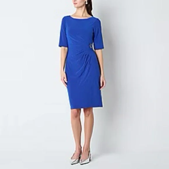 Laura Jeffries Elbow Sleeve Sheath Dress - Picture 2 of 7